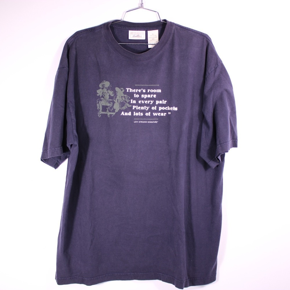 VTG Y2K Levi Strauss Signature Graphic Shirt Mens XL Navy‎ Cowboy Western Casual